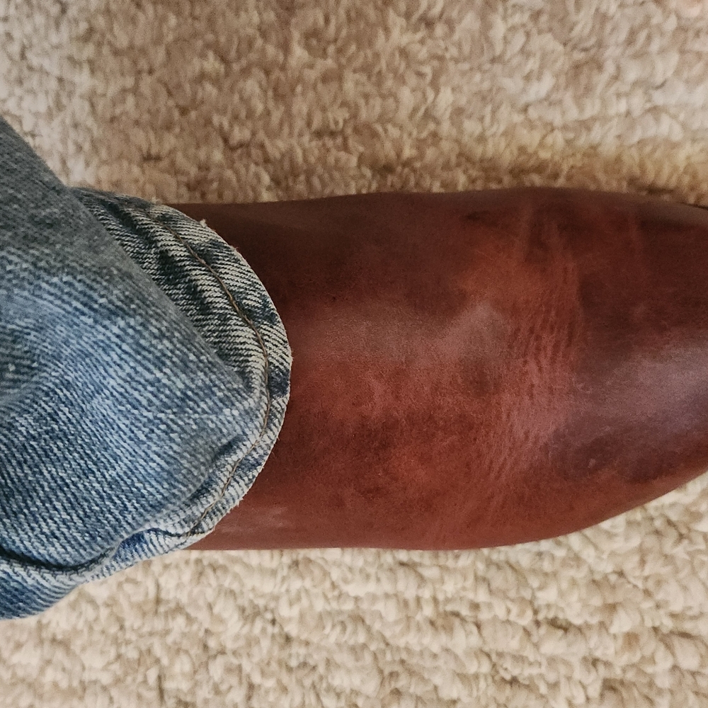 Code West Brown Leather Western Heeled Mules Size… - image 3